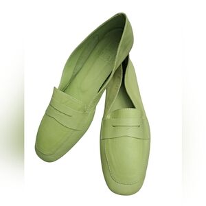 VTG House of BRUAR Lime Green Supple Leather ballet Flats Lightweight Resort 41
